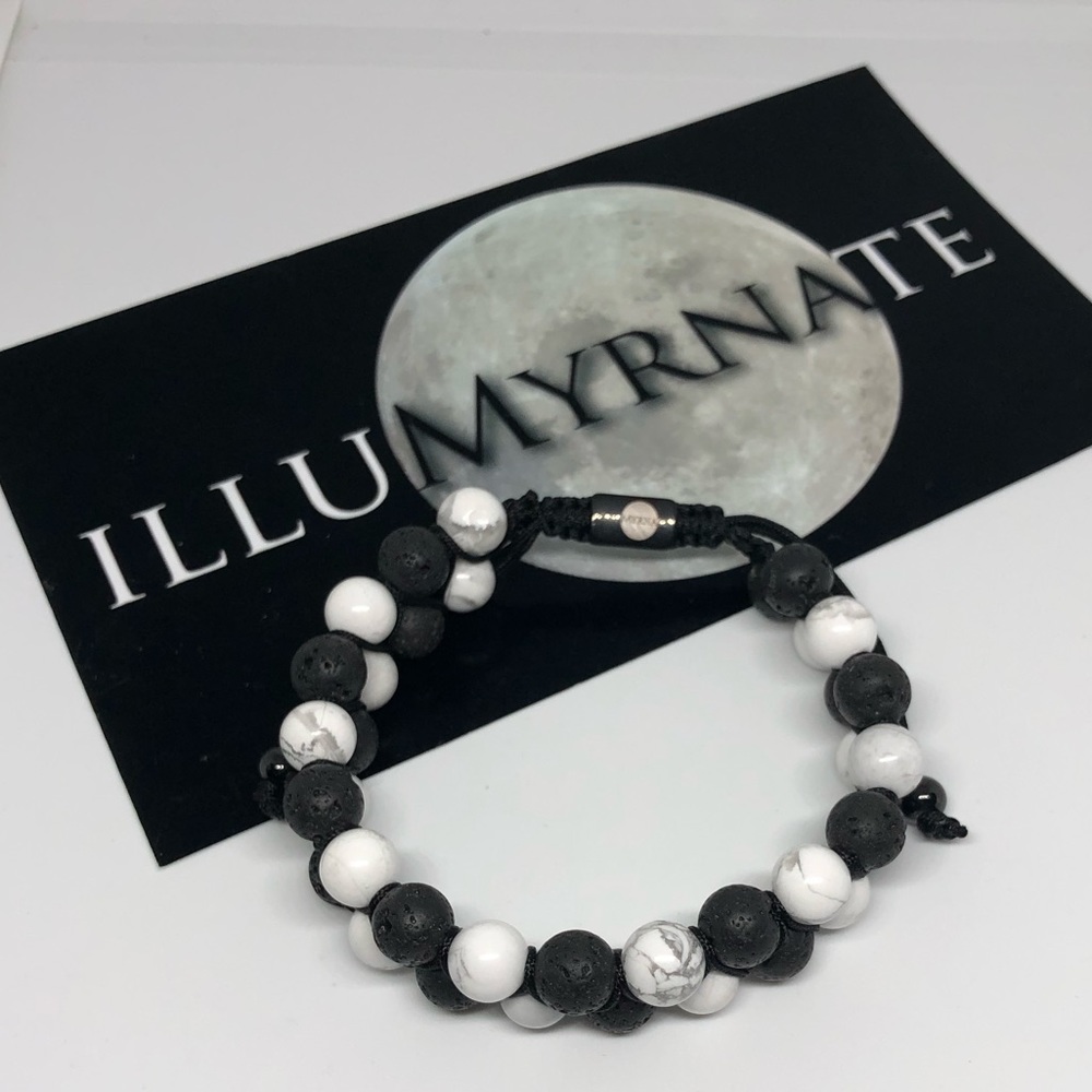 Natural Howlite and Lava Gemstone Bracelet